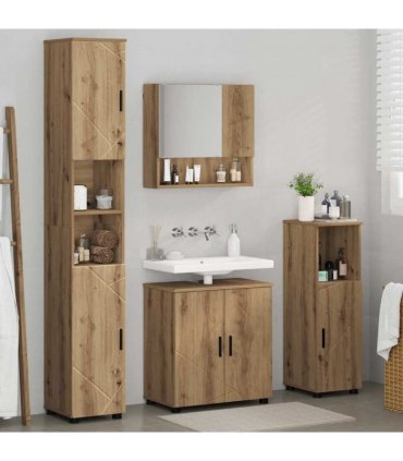vidaXL Bathroom Furniture Set 4 pcs Artisan Oak 61 x 35 x 64 cm