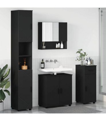 vidaXL Bathroom Furniture Set 4 pcs Black 61 x 35 x 64 cm