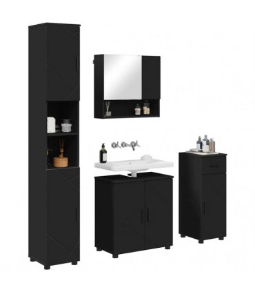 vidaXL Bathroom Furniture Set 4 pcs Black 61 x 35 x 64 cm