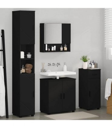 vidaXL Bathroom Furniture Set 4 pcs Black 61 x 35 x 64 cm