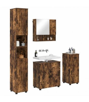 vidaXL Bathroom Furniture Set 4 pcs Smoked Oak 61 x 35 x 64 cm