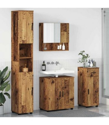 vidaXL Bathroom Furniture Set 4 pcs Old Wood 61 x 35 x 64 cm