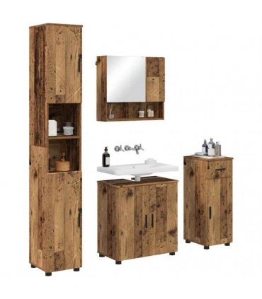 vidaXL Bathroom Furniture Set 4 pcs Old Wood 61 x 35 x 64 cm