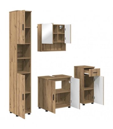 vidaXL Bathroom Furniture Set 4 pcs Artisan Oak 61 x 35 x 64 cm