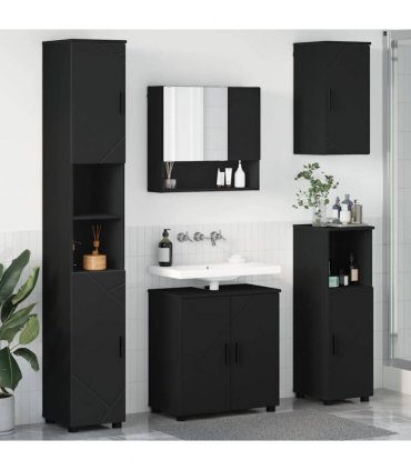 vidaXL Bathroom Furniture Set 5 pcs Black 61 x 35 x 64 cm