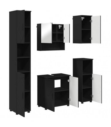 vidaXL Bathroom Furniture Set 5 pcs Black 61 x 35 x 64 cm