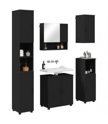 vidaXL Bathroom Furniture Set 5 pcs Black 61 x 35 x 64 cm