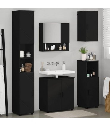 vidaXL Bathroom Furniture Set 5 pcs Black 61 x 35 x 64 cm