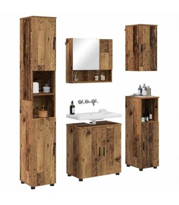 vidaXL Bathroom Furniture Set 5 pcs Old Wood 61 x 35 x 64 cm