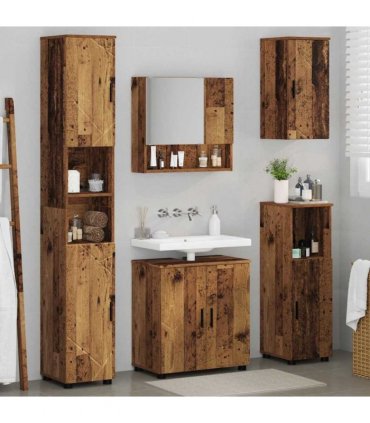 vidaXL Bathroom Furniture Set 5 pcs Old Wood 61 x 35 x 64 cm