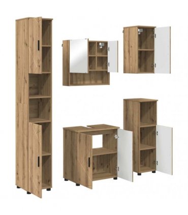 vidaXL Bathroom Furniture Set 5 pcs Artisan Oak 61 x 35 x 64 cm