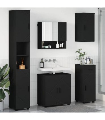 vidaXL Bathroom Furniture Set 5 pcs Black 61 x 35 x 64 cm