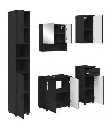 vidaXL Bathroom Furniture Set 5 pcs Black 61 x 35 x 64 cm