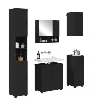 vidaXL Bathroom Furniture Set 5 pcs Black 61 x 35 x 64 cm