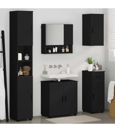 vidaXL Bathroom Furniture Set 5 pcs Black 61 x 35 x 64 cm
