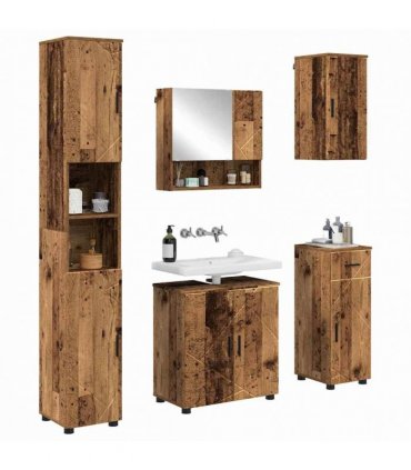 vidaXL Bathroom Furniture Set 5 pcs Old Wood 61 x 35 x 64 cm