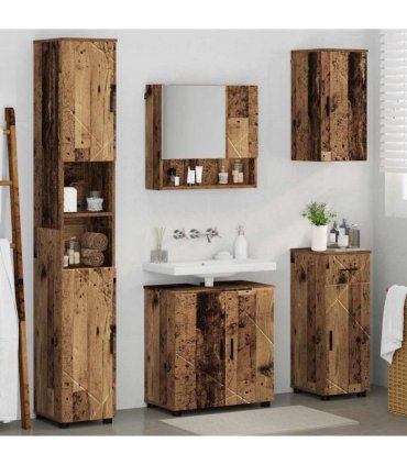 vidaXL Bathroom Furniture Set 5 pcs Old Wood 61 x 35 x 64 cm