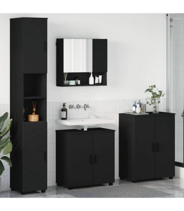 vidaXL Bathroom Furniture Set 4 pcs Black 61 x 35 x 64 cm