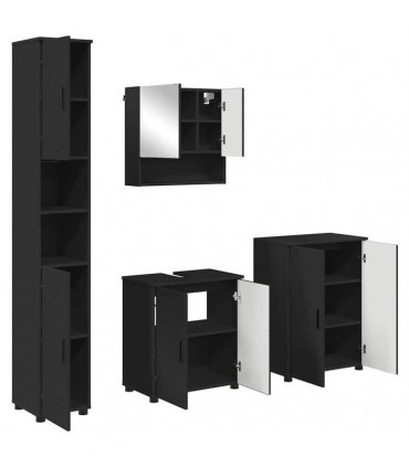 vidaXL Bathroom Furniture Set 4 pcs Black 61 x 35 x 64 cm