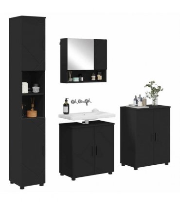 vidaXL Bathroom Furniture Set 4 pcs Black 61 x 35 x 64 cm