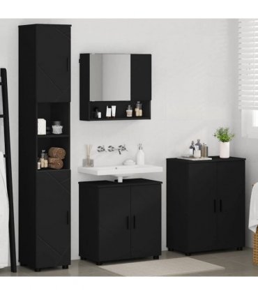 vidaXL Bathroom Furniture Set 4 pcs Black 61 x 35 x 64 cm