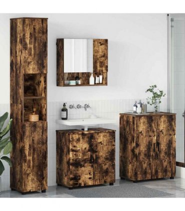 vidaXL Bathroom Furniture Set 4 pcs Smoked Oak 61 x 35 x 64 cm