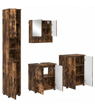 vidaXL Bathroom Furniture Set 4 pcs Smoked Oak 61 x 35 x 64 cm