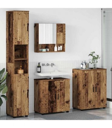 vidaXL Bathroom Furniture Set 4 pcs Old Wood 61 x 35 x 64 cm