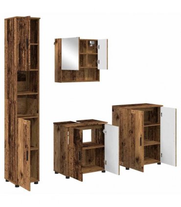 vidaXL Bathroom Furniture Set 4 pcs Old Wood 61 x 35 x 64 cm