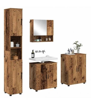 vidaXL Bathroom Furniture Set 4 pcs Old Wood 61 x 35 x 64 cm