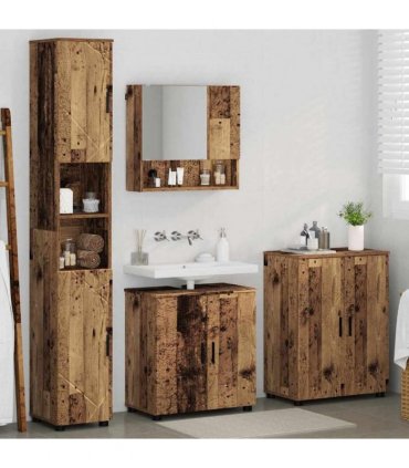 vidaXL Bathroom Furniture Set 4 pcs Old Wood 61 x 35 x 64 cm
