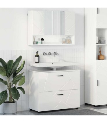 vidaXL Bathroom Furniture Set 2 pcs High Gloss White