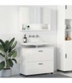 vidaXL Bathroom Furniture Set 2 pcs High Gloss White