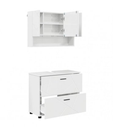 vidaXL Bathroom Furniture Set 2 pcs High Gloss White