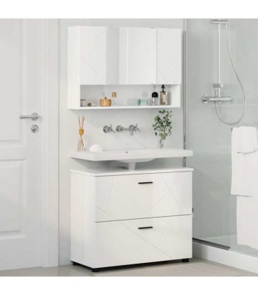 vidaXL Bathroom Furniture Set 2 pcs High Gloss White