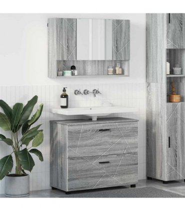 vidaXL Bathroom Furniture Set 2 pcs Grey Sonoma