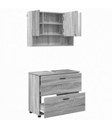 vidaXL Bathroom Furniture Set 2 pcs Grey Sonoma