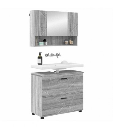 vidaXL Bathroom Furniture Set 2 pcs Grey Sonoma