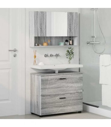 vidaXL Bathroom Furniture Set 2 pcs Grey Sonoma