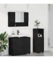 vidaXL Bathroom Furniture Set 3 pcs Black Engineered Wood and Metal