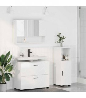 vidaXL Bathroom Furniture Set 3 pcs High Gloss White