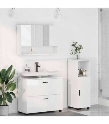 vidaXL Bathroom Furniture Set 3 pcs High Gloss White
