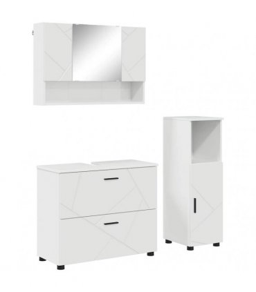 vidaXL Bathroom Furniture Set 3 pcs High Gloss White