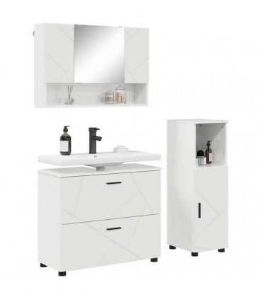 vidaXL Bathroom Furniture Set 3 pcs High Gloss White