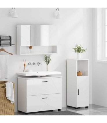 vidaXL Bathroom Furniture Set 3 pcs High Gloss White