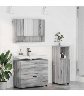 vidaXL Bathroom Furniture Set 3 pcs Grey Sonoma