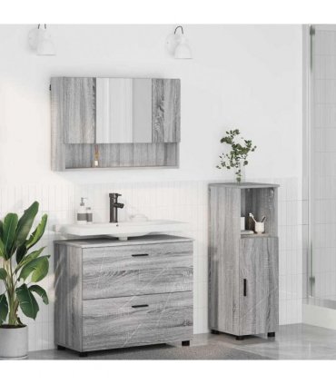 vidaXL Bathroom Furniture Set 3 pcs Grey Sonoma