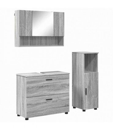 vidaXL Bathroom Furniture Set 3 pcs Grey Sonoma