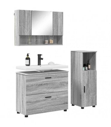 vidaXL Bathroom Furniture Set 3 pcs Grey Sonoma