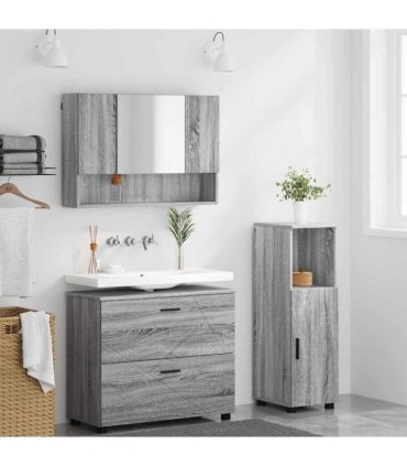 vidaXL Bathroom Furniture Set 3 pcs Grey Sonoma